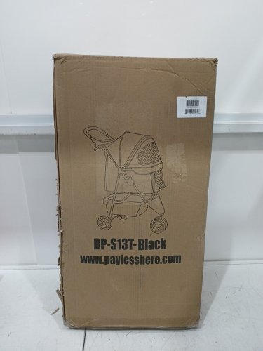 bestpet 3 Wheel folding Pet Stroller with cup holders, storage basket, and mesh cover - 33" x 38.6" x 17.5" - 20.9" x 19.7" basket - black (model : bp-s13t-black) image 2