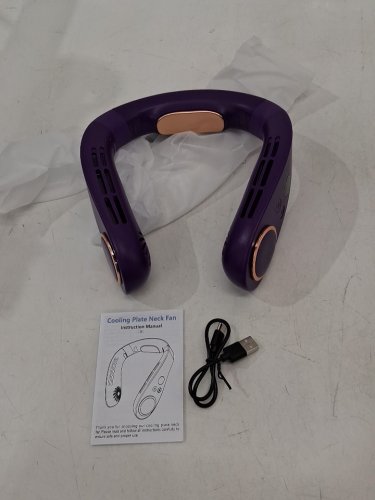 Rechargeable Portable Neck Fan Air Conditioner with cooling plate - Purple image 3