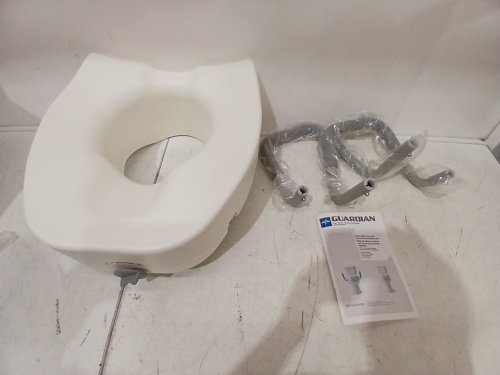 MEDLINE GUARDIAN 5" Elevated Raised Toilet Seat with lock & Removable Padded Arms - white\grey (model: g4-503lrx1) image 3
