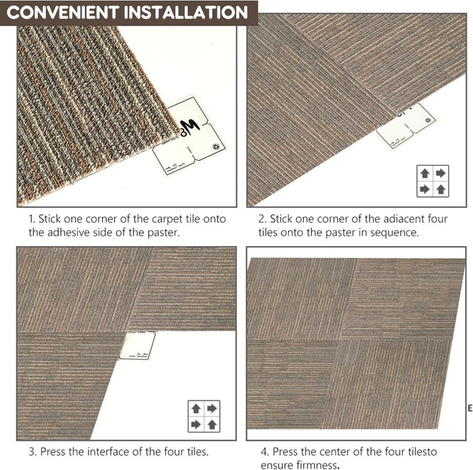 18PK Petgrow Easy DIY Installation Non-Slip Soft Padded Commercial Carpet Tiles - 24" x 24" Squares - 18 Tiles - 72 sq ft - Khaki (model: Pg-cct-24x24-sample) image 4