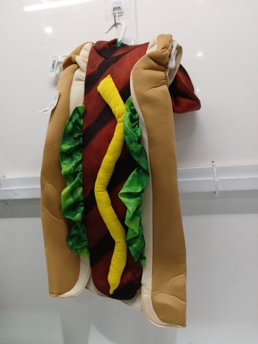 KIDS UNISEX PARTYHOLIC HOTDOG BUN COSTUME - OSFM - RED/BROWN/GREEN/YELLOW image 2
