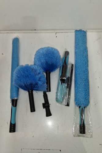 6PC HICAVAR 20 FT HIGH CEILING FAN COBWEB DUSTER WITH EXTENTISON POLE - 5-12FT - BLUE/SLIVER image 2