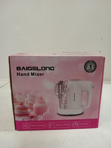 BAIGELONG Hand Electric Mixer with 5 Stainless Steel Attachments AND Storage Base - PINK - (MODEL:JA-122B) image 2
