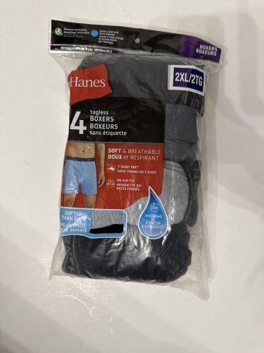 4PK MEN'S HANES TAGLESS BOXER SOFT & BREATHABLE - 2XL - BLACK/GREY image 2