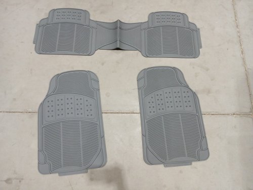 3PC amazon basics heavy duty pvc faux rubber universal car floor mats - trim to fit for 95% SUV, sedans, trucks - grey image 2