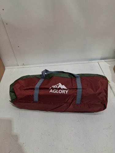 AGLORY 2 PERSON CAMPING TENT -  WATERPROOF/WINDPROOF - BACKPACK SIZED WITH CARRYING BAG - 83"x50"x40"-  GREEN/RED image 4