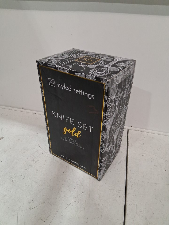 9pc thyme & table knife block set - gold (mode : tt0976r-thy) image 2