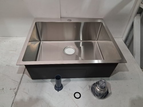 single bowl drop in top mount kitchen sink - 25" x 22" x 9" - stainless steel - (model:‎TBM802522U923) image 4