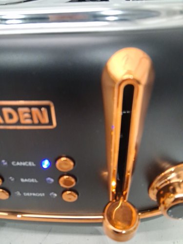 HADEN 4-SLICE WIDE SLOT HERITAGE TOASTER WITH REMOVABLE CRUMB TRAY  -BLACK AND COPPER - (MODEL: 75042) image 7