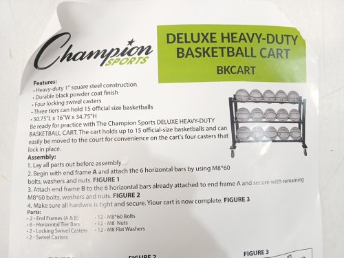 Champion Sports Deluxe Heavy Duty Basketball Cart - 50" x 16" x 34" - black (model:BKCART) image 3