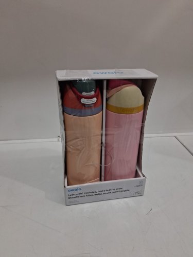 2pk OWALA STAINLESS STEEL WATER BOTTLES - 24OZ - PINK/PEACH (MODEL: 1965314) image 2