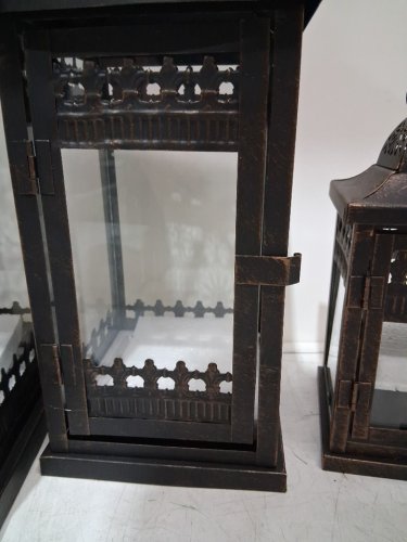 3PC jhy design vintage decorative candle lanterns - black with gold brush (model: jhy4181-b) image 5