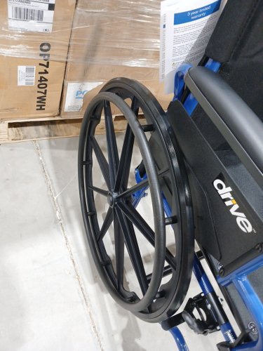 Drive Medical Single Axle Blue Streak Wheelchair, flip Back Desk Arm, swing Away Footrests - 18" - Blue (BLS18FBD-SF) image 5