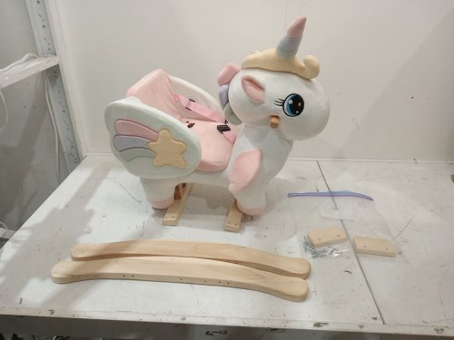 funlio toddlers unicorn rocking horse - 25" x 27" x 14" - white image 3