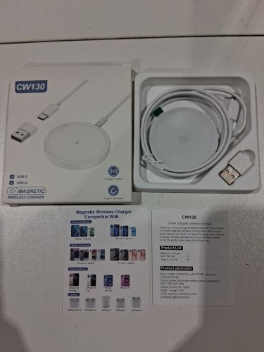 BENFEI 2-IN-1 Magenetic Wireless Charger USB-A / USB-C - 15W Output - White - (Model: CW130) image 2