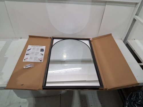 harritpure wall-hanging aluminum alloy frame arched mirror - 20" x 30" - black image 2