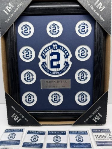 10 COIN WITH FRAME DEREK JETER NEW YORK YANKEES FAREWELL END OF CAREER COIN SET FROM HIGHLAND MINT image 7