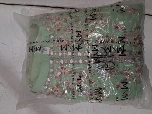 3PC WOMENS MARYUM AND MARIA SEPIDEH TRADITIONAL formal salwar - LARGE - pistachio - (style: MS40084) image 2