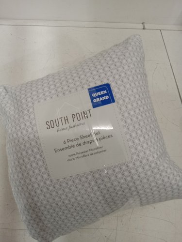 5PC south point home comfort cotton bed sheet set - queen - white/printed diamond image 2