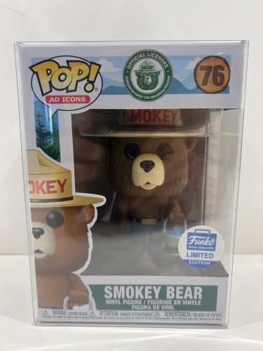 Funko pop! **funko limited edition** ad icons: official license - Smokey bear vinyl figure (#76) **plastic protector cover** image 2
