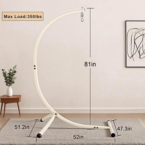 Goutime hanging Egg Chair Hammock Stand - 81" X 52", 330lbs cap - White (MODEL: SW-LCSD002w) image 2