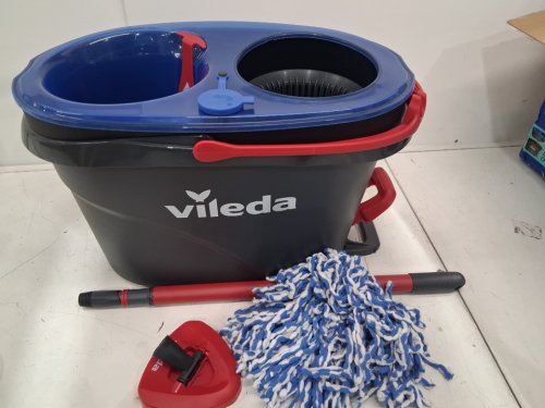 vileda easywring rinseclean spin mop & bucket system with reusable microfibre mophead & extendable handle - blue - (model:170144) image 3