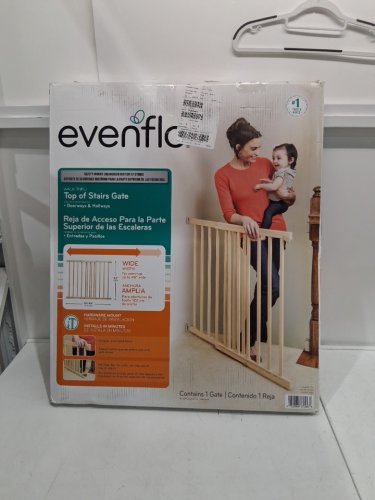 EVENFLO WALK-THRU TOP OF STAIRS extra wide BABY & PET GATE - 32" x 30" - 48" - NATURAL WOOD brown (MODEL: 1050500 1050) image 2