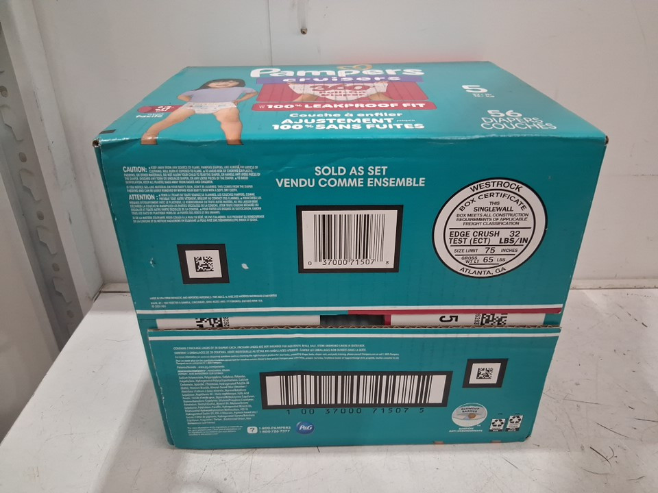 56PK PAMPERS CRUISERS 360° FIT DISPOSABLE TAPE-FREE DIAPERS - SIZE 5 (27+LBS) image 3