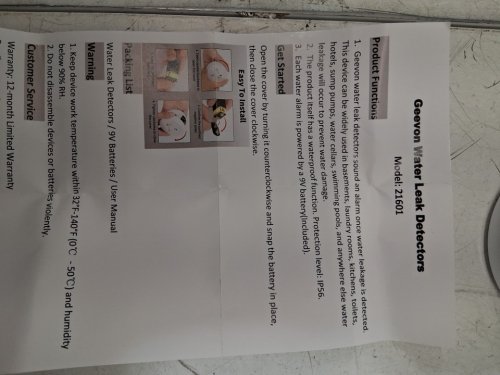 3PK Geevon Water Sensor Leak Detector Alarms - 100dB  - white (model: 21601) image 4