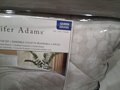 6pc jennifer adams reversible all season comforter bedding set - Queen- Tan/white (style: 1796280) image 3