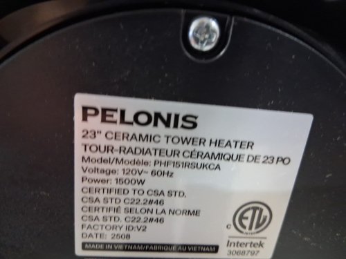 pelonis 23" Indoor standing Digital Ceramic tower Heater with 2-heat settings & remote control - 1500w - black (model: phf151rsukca) image 4