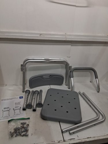 MEDLINE GUARDIAN BATH CHAIR WITH BACK AND ARMS - 350LB CAP - GREY (MODEL: G2-100KHX1) image 3