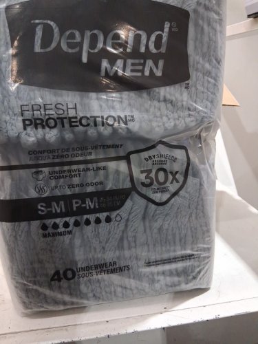 80PK DEPEND FRESH PROTECTION ADULT INCONTINENCE UNDERWEAR FOR MEN - SIZE S-M - 25" TO 34" - GREY (MODEL:10036000542025) image 4