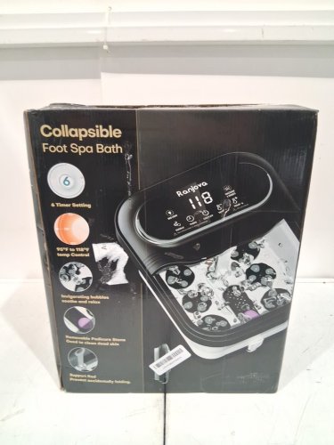 Ranjova Collapsible Electric Foot Spa with Rotary Massagers - Black/White (Model: BE-F1200 Pro) image 2