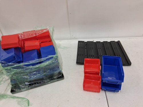 32PC Wall Mounted Plastic Storage Bins - Red / Blue image 3