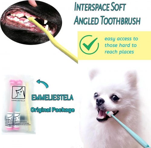 3PC Emmeliestella soft silicone Cat Toothbrush - Pink,  Blue, Yellow image 2