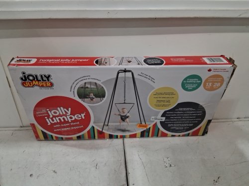 jolly jumper the original with compact portable super stand and premium spring - 28lb max load - grey image 4