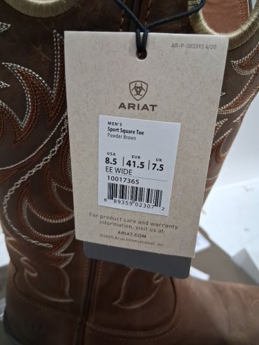 MENS ARIAT SPORT SQUARE TOE WESTERN BOOTS - 8.5 EXTRA EXTRA WIDE - POWDER BROWN - (MODEL: 10017365) image 10