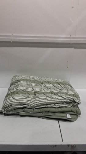 BERKSHIRE reversible down alternative cooling comforter - king (112"x92") - green/White stripes (model: 1986201) image 2