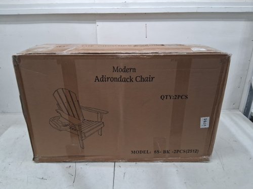 2pk foowin classic folding outdoor adirondack chair with cupholder - 400lbs max - black - (model: jj00501-bk-2pcs) image 4