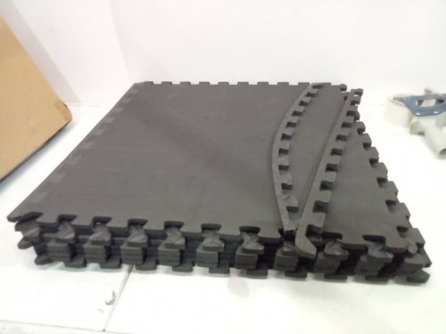 6pk cap barbell t-pattern exercise mat  -24" x 24" - black (model: mtis-1206t) image 3