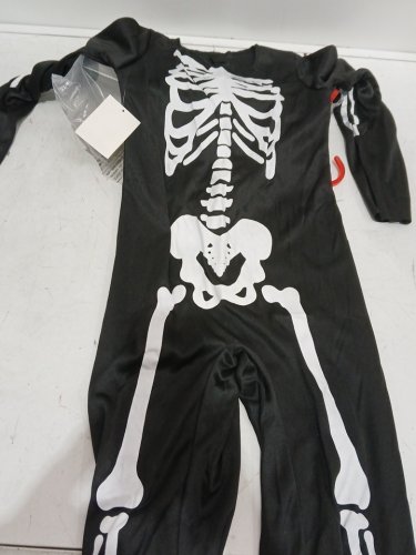 BOYS PARTYHOLIC SKELEBONES COSTUME JUMPSUIT - ONE SIZE - BLACK / WHITE image 2
