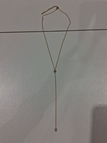 stainless steel cubic zirconia pendant drop chain necklace - 17.5" - 19"/5.5" drop - gold image 3
