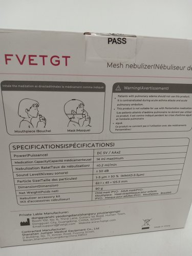 fvetgt Portable Mesh Nebulizer for Adults and Kids - White/clear (Model: MTA10) image 3