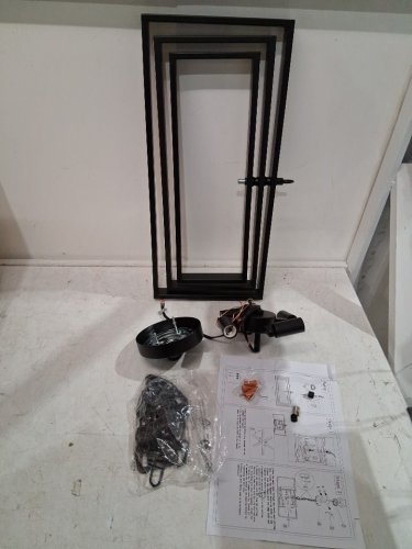 Rectangular Metal Industrial Farmhouse Hanging Ceiling Light - 4 light - 19" - black image 3