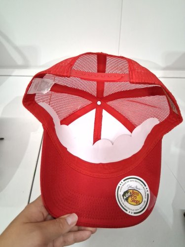 Embroidered Logo Mesh Trucker Cap - osfm - Red image 4