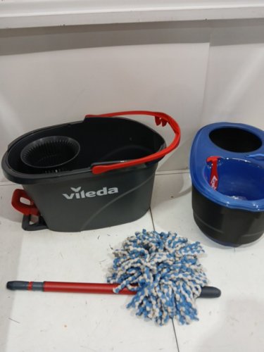 vileda easywring rinseclean spin mop & bucket system with reusable microfibre mophead & extendable handle - blue (model:170144) image 3