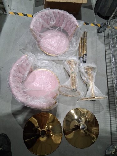 2PK  Modern Velvet Bar Stools Set - 440LBS - PINK/GOLD image 3