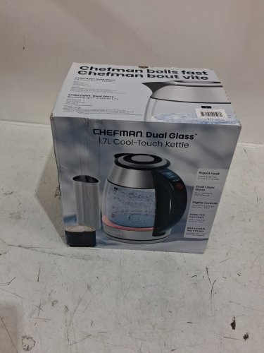 CHEFMAN DUAL-GLASS COOL-TOUCH DIGITAL KETTLE WITH ADJUSTABLE TEMPERATURE AND REMOVABLE TEA INFUSER - 1.7L CAP - STAINLESS STEEL/BLACK (MODEL: RJ11-17-CTI-DG-CA-CO/1992747) image 2