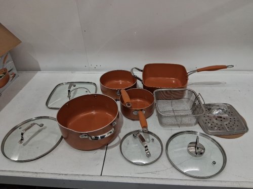 10PC Starfrit Eco Copper Ceramic Non-stick Cookware Set - Orange (Model: 030096-001-0000) image 3